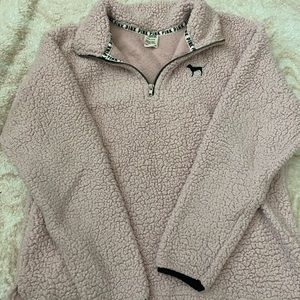 pink sherpa quarter zip